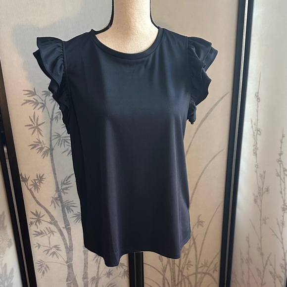 Adrianna Papell Tops - Adrianna Papell Blue Ruffle Sleeve Tee